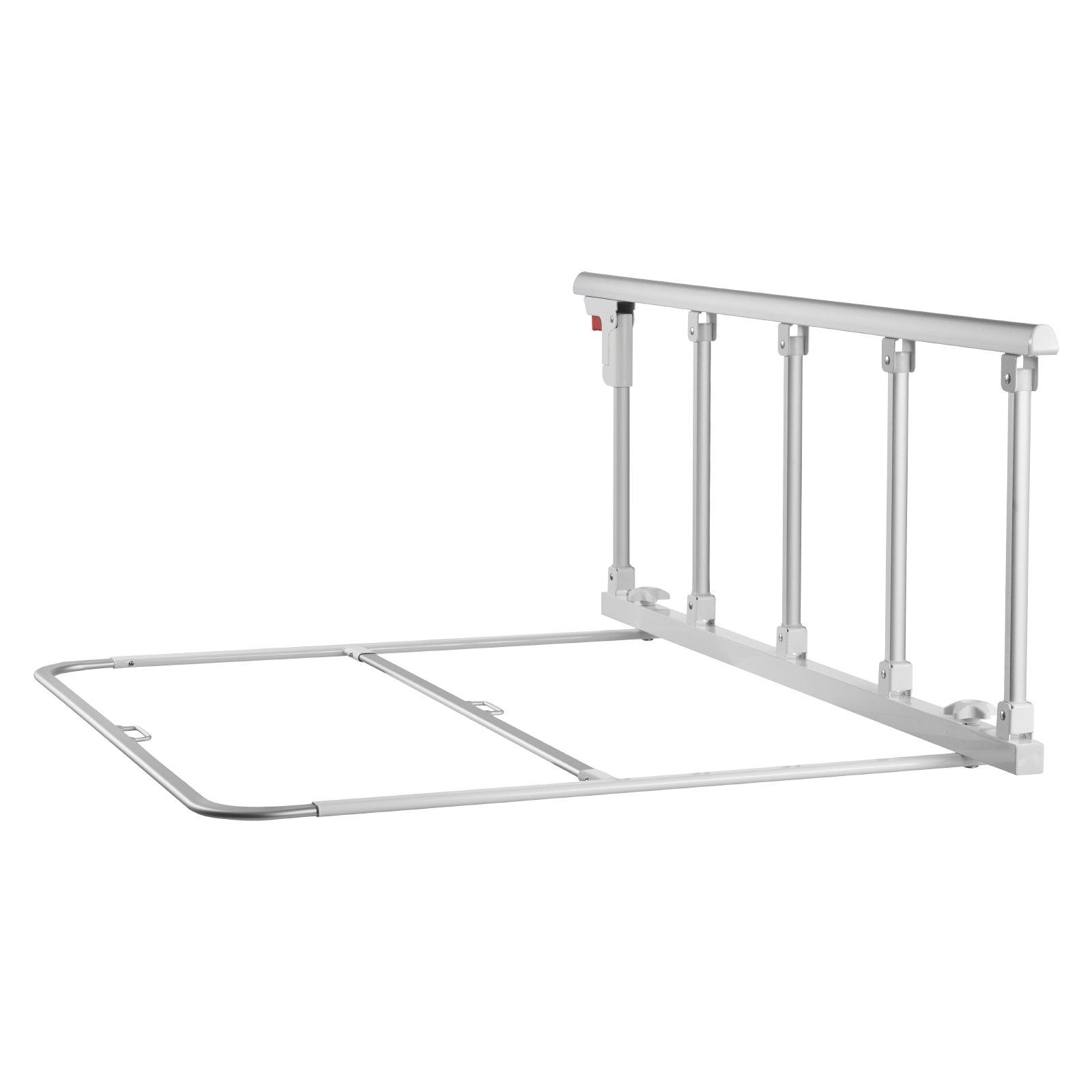 VEVOR Foldable Bed Rail for Elderly, 48 in Bedside Assist Rail with Fixing Strap, Adjustable Height Pipe Bedside Cane, High-Strength Metal Senior Bed Bar, Hand Guard Grab Fits King, Queen, Full, Twin