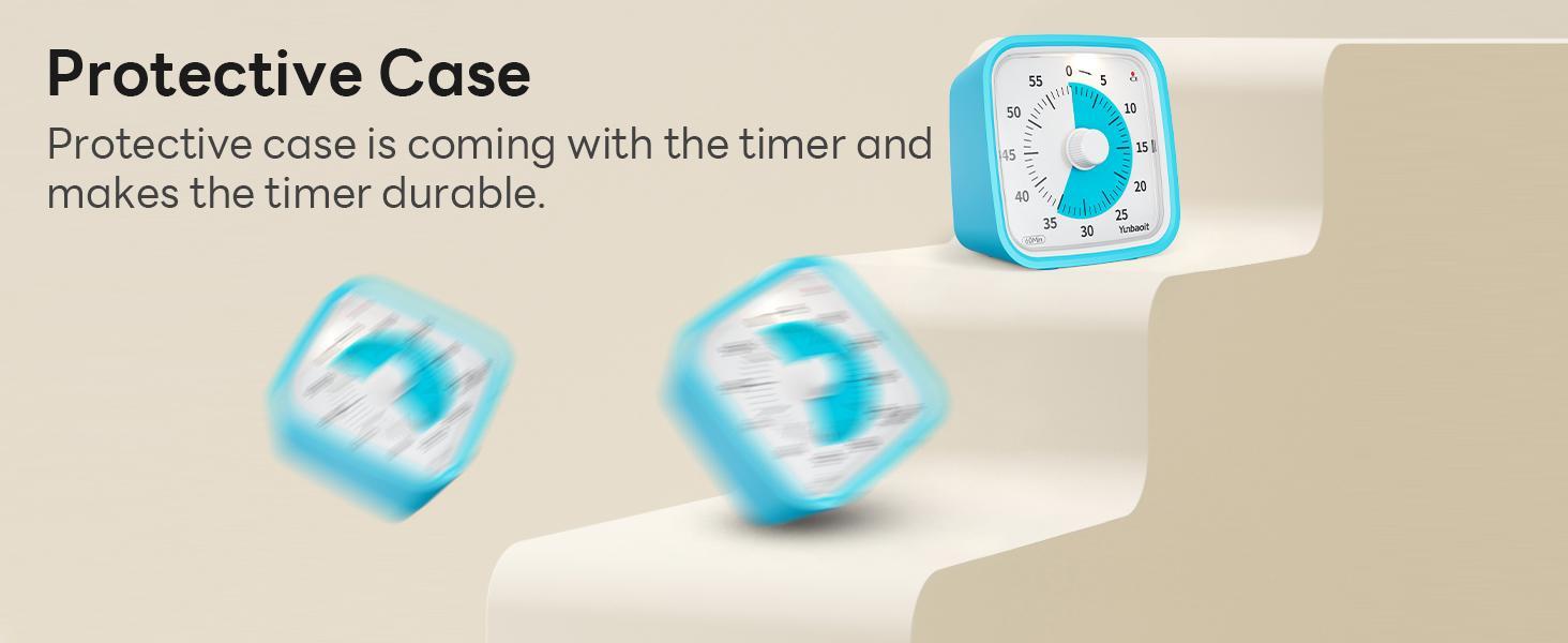 Yunbaoit Visual Timer with Protective Case, Digital Timer, 60 Minute Countdown Tool for Kids and Adults, Silent Low Battery Reminder for Effective Time Management
