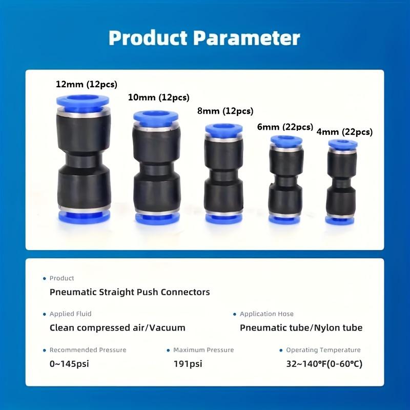 Quick-Connect Air Hose Fittings Kit, 80-Piece/Box Universal Thread Leak-Resistant Fittings for 5/32, 1/4, 5/16, 3/8 and 1/2 inch Tubes, Easy Installation