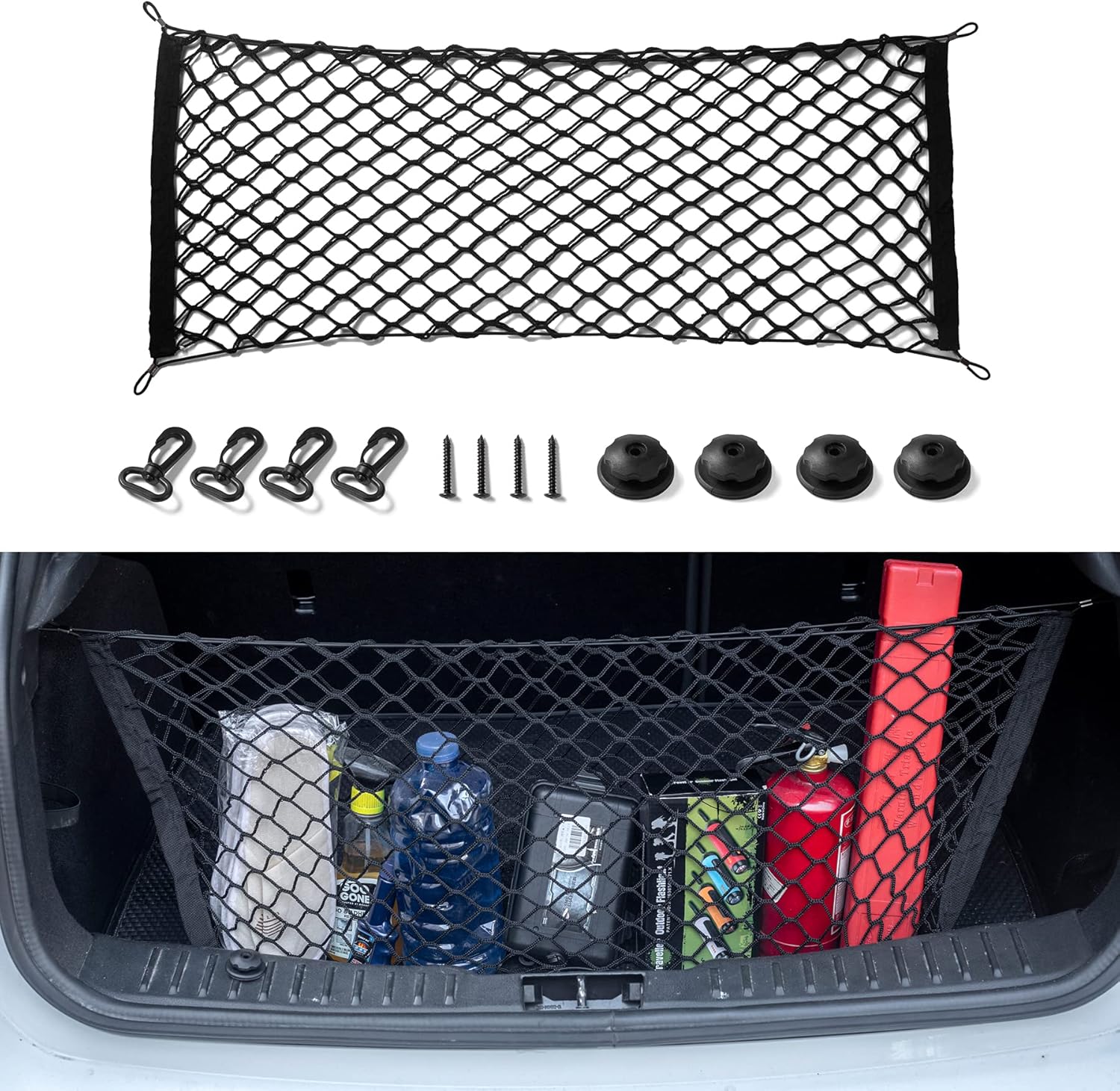 Cargo Net Stretchable. Adjustable Elastic Trunk Storage Net with Hook for SUVs, Cars and Trucks, Car Exterior Accessories (43.3x15.8 Inch)
