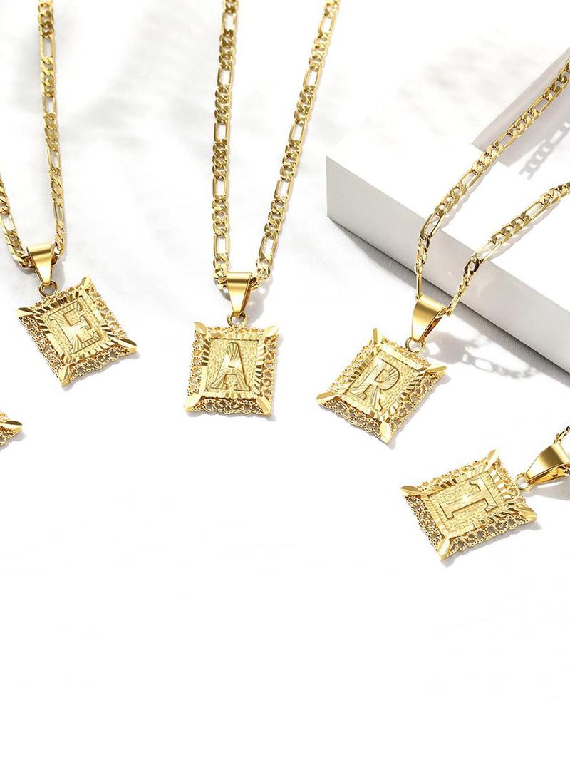 Letter A-Z Pendant Necklace for Women & Men, Punk Style Jewelry for Party, Daily Clothing Decor, Trendy All-match & Exquisite Jewelry for Birthday Gift Letter A-Z Pendant Necklace for Women & Men, Punk Style Jewelry for Party, Daily Clothing Decor, Trendy All-match & Exquisite Jewelry for Birthday Gift