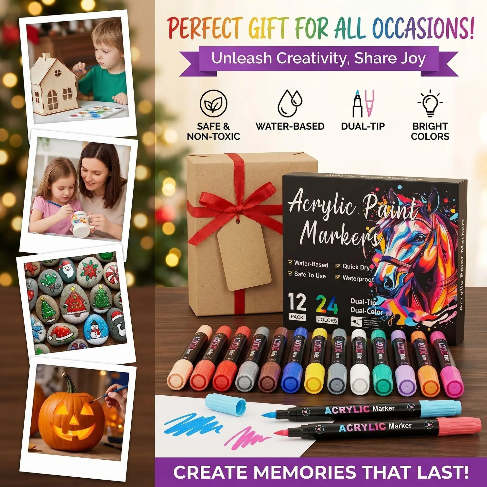 2026 New Double-Tip Glitter Pencil Set, Creative Painting Ink Pen, Suitable for greeting cards, scrapbooks, diaries, doodling, school start and Christmas gifts