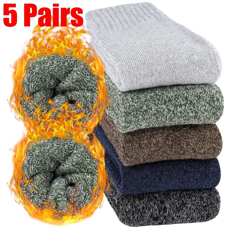 5pair Thermal Winter Socks - Cozy & Warm for Hiking, Fishing |   Breathable Polyester Blend |   Machine Washable, Outdoor Activities, Cold Weather Gear, Snug Fit, Highquality Stitching, Durable Fabric, Men's Wear, Outdoor Enthusiasts
