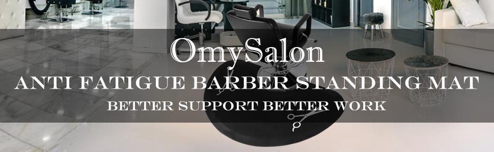 OmySalon 1/2'' Thick Anti Fatigue Mat for Hairstylist Standing, 3'x5' Barber Floor Matt with Scissor Under Salon Chair, Hair Cutting Hairdressing Equipment