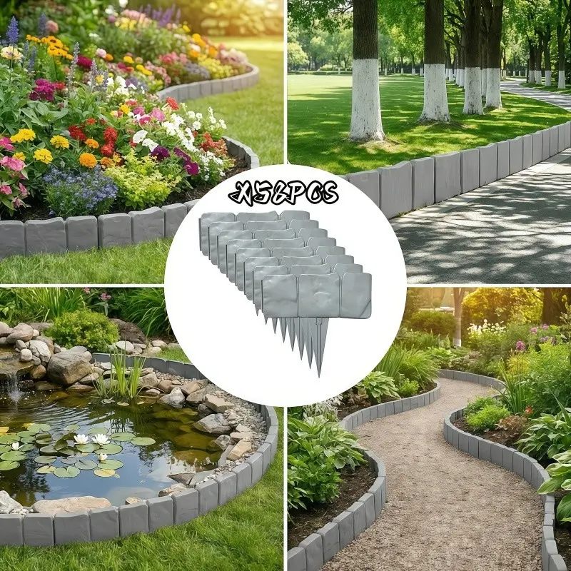 High-Quality 58-Piece Garden Fence Set, Sharp-Tip Stakes, Easy Installation, Plastic Garden Fence, Year-Round Lawn Decor, Outdoor Vegetable Garden Divider