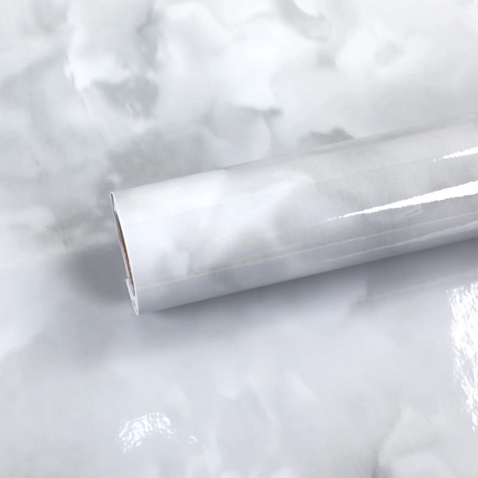 Light Marble Self-Adhesive Wallpaper, Glossy Waterproof Oil-Resistant, Kitchen Countertop & Cabinet, Easy Install, Reusable