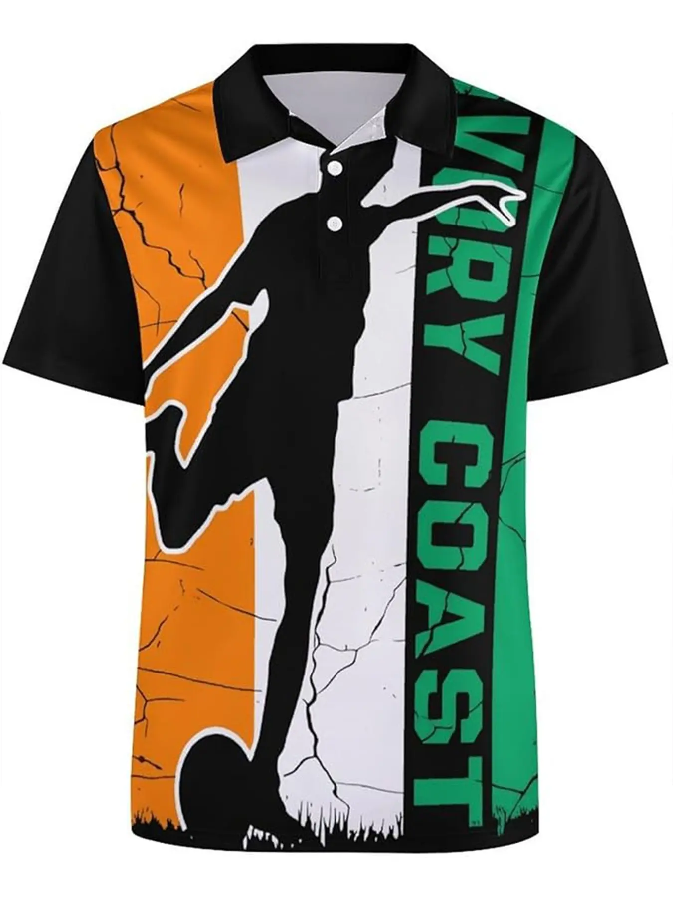 Unisex Polo Shirt, Ivory Coast Football Design, Breathable Stretch Fabric, Outdoor Sports Wear, Athletic Polo Shirts, Ideal for Soccer Matches & Casual Daily Use