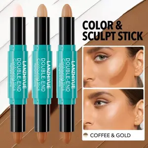 Women's 3D Double-Ended Contour & Highlighter Liquid Cosmetic - Single Item for Nose Shadow, Youthful Glossy Face Brightening & Profile Enhancement