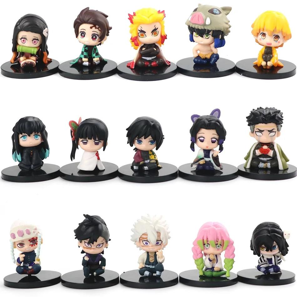 HOT Anime Q Version Demon Slayer Sitting Ghost Doll Tanjiro Nidouzi Inosuke Zenizu Figure Action Figure Movie Model Toys Doll