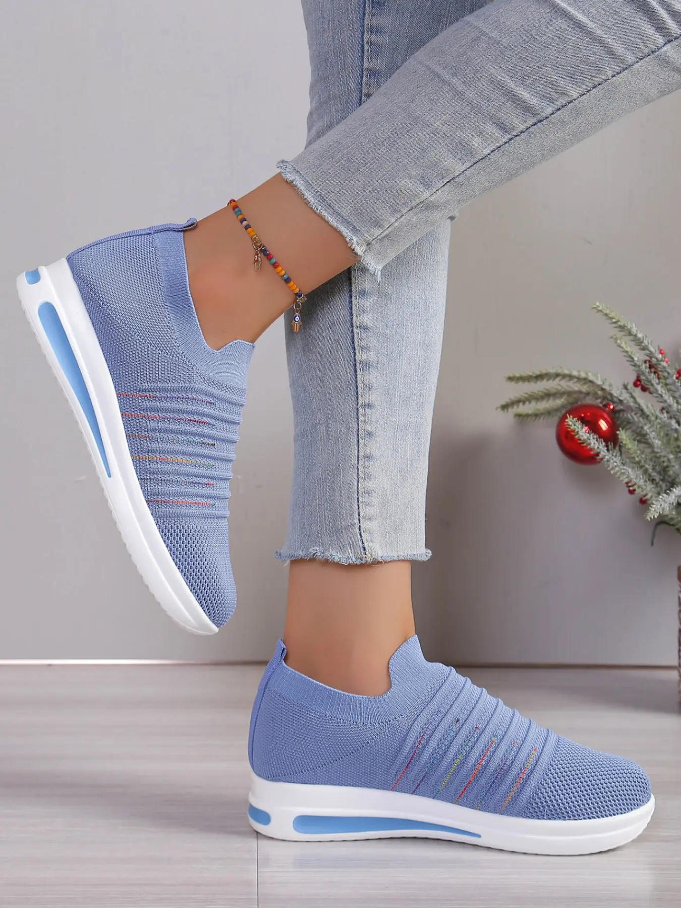 Casual Slip-On Shoes, Loose Fit Comfortable Work Shoes, Dirt-Resistant Walking Shoes, Air Cushion Shock Absorption, Shake Shoes, Casual Slip Ons
