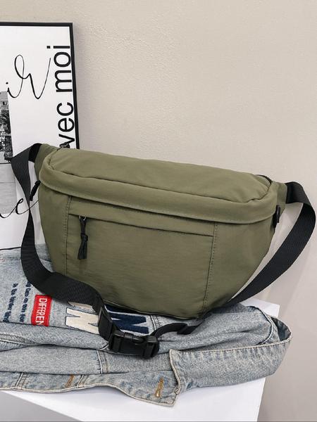 Women's Fashionable Plaid Pattern Zipper Belt Bag, Plain Large Capacity Casual Commuter Versatile Fanny Packs, Simple All-match Bum Bag, Casual Waist Bag