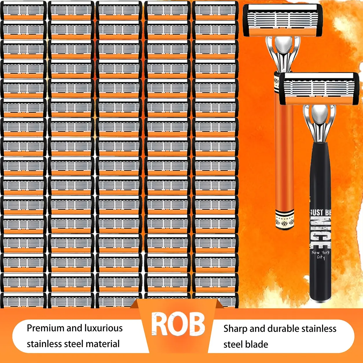 Men's 6-Blade Shaving Set, Stainless Steel Shaver, 2 Premium Handles, 72 Replacement Blades, Ergonomic Non-Slip Grip, Durable Sharp Blades, Ideal for Daily & Travel Use