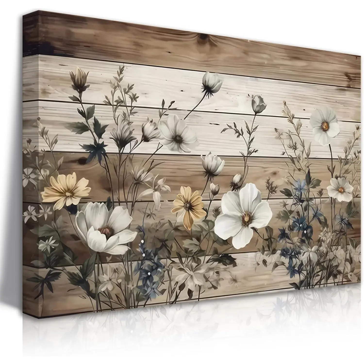 Vintage Floral Wall Art Rustic Flowers Wall Decor Farmhouse Canvas Poster Picture for Home Wall Decor, Living Room and Bedroom Decor