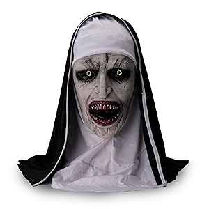 J.C Nun Scary Halloween Mask, The Nun Creepiest Latex Full Head Mask Spirit Gothic Supernatural horror Halloween Party Costume