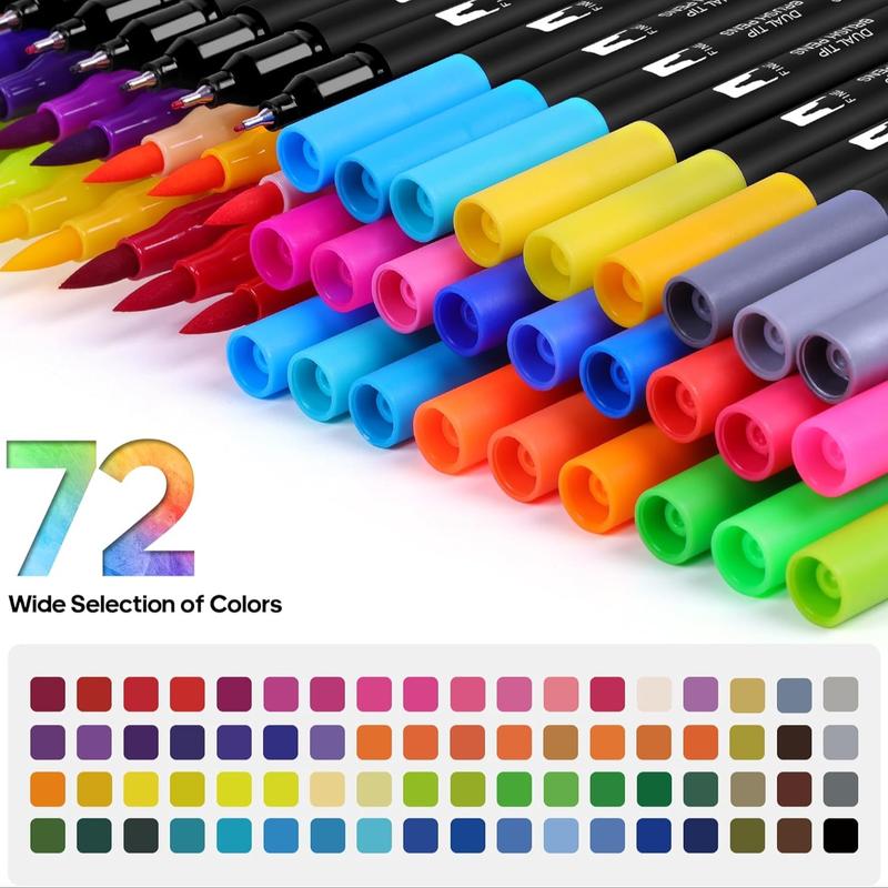 Double-Ended Watercolor Brush Set, Fine Tip Markers for Painting Sketching Calligraphy, Ideal for Adult Artists Drawing Coloring, Painting Tools, Art Supplies