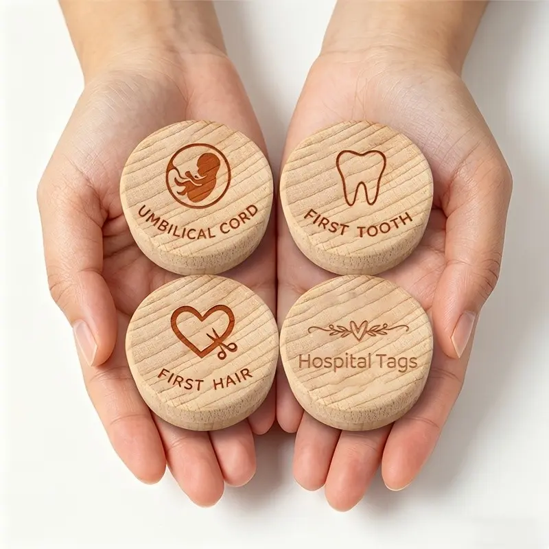 4pcs wooden storage box, Containers set, "frist tooth" Box, "first haircut" Box, "hospital tags" box, umbilical cord souvenir box, fetal hair souvenir storage box, birth souvenir, home decoration, birthday gift