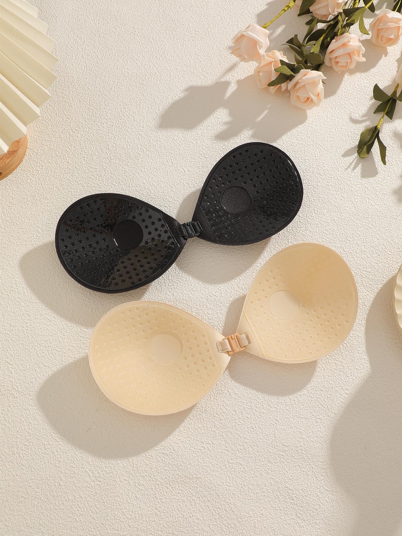 Women's Solid Buckle Front Silicone Bra, Casual Basic Invisible Strapless Bra, Women's Lingerie Accessories for Daily Wear, Underwear