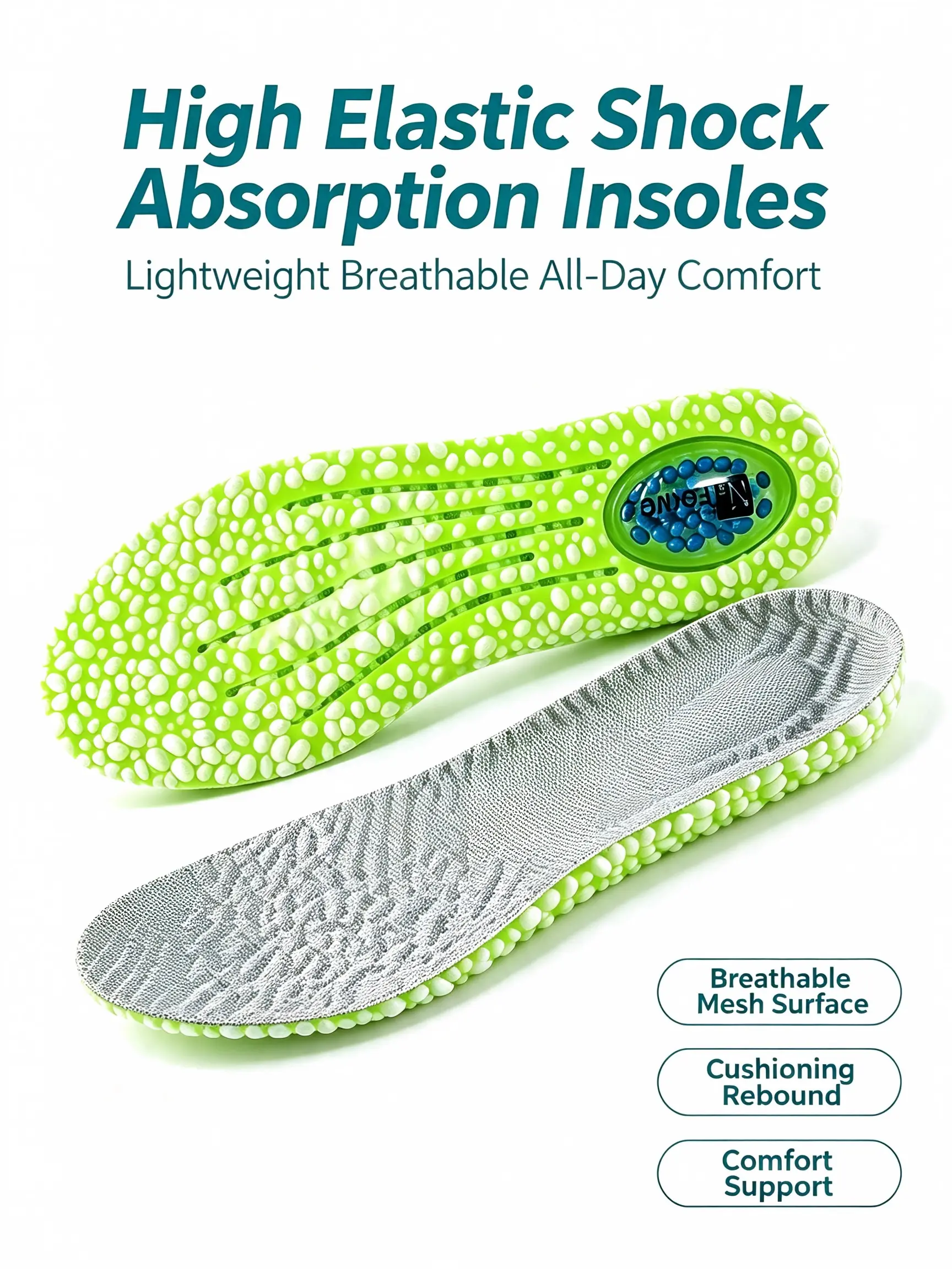 2.5cm Invisible Heel Lift Sports Insoles for Men & Women, Soft Shock Absorption, All-Season Comfort, Ideal for Running & Standing