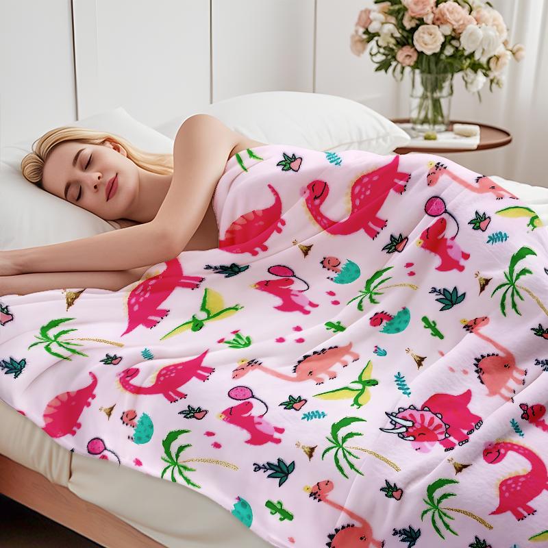 Pink Dinosaur Blanket For Girls: Viral Cute Dino Throw Blowing Up TikTok, Ultra Soft Plush Fleece Blanket Printed In USA For Toddlers & Dinosaur Lovers