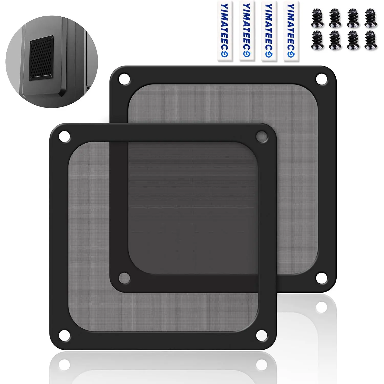 Dust Filter PC 120mm for Computer Cooler/PSU/Routers Nylon 80 Mesh, Magnetic Frame PC Fan Dust Mesh Cooler Filter Dustproof Computer Fan Grills (Nylon, 120 * 120mm, 2pcs, Black)Gift.