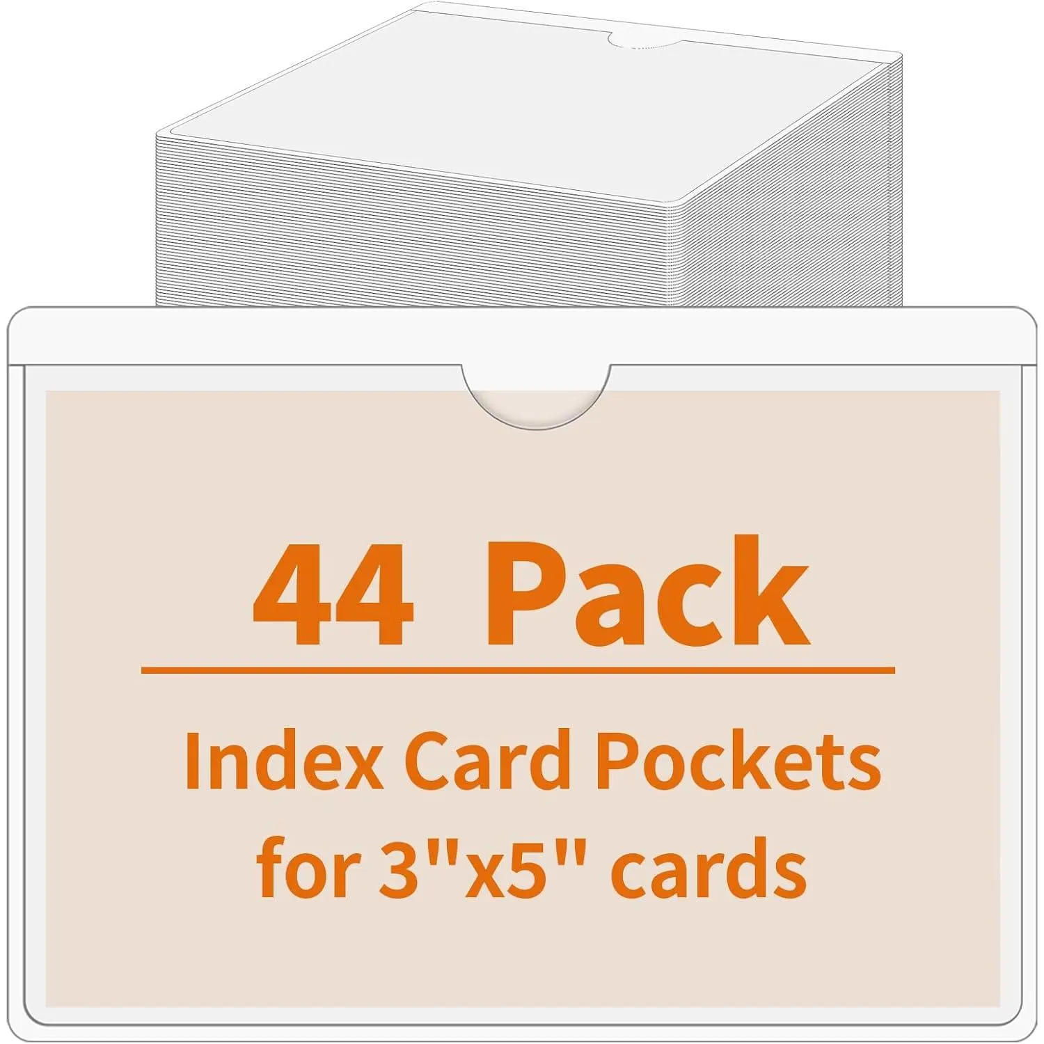 44 count Storage Bin Labels, 3×5 in Index Card Holder, Clear Adhesive Pockets |  Adhesive,  & Clear, Removable with No , for Tote Bin Box Drawer, Library Classroom Organization