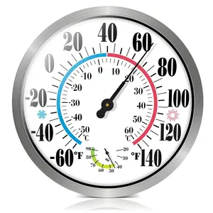 Outdoor Thermometer Hygrometer - 12'' Indoor Outdoor Thermometer Wireless, Indoor Thermometer for Room Home Temperature, No Battery, Wall Thermometer for Home Garden Patio