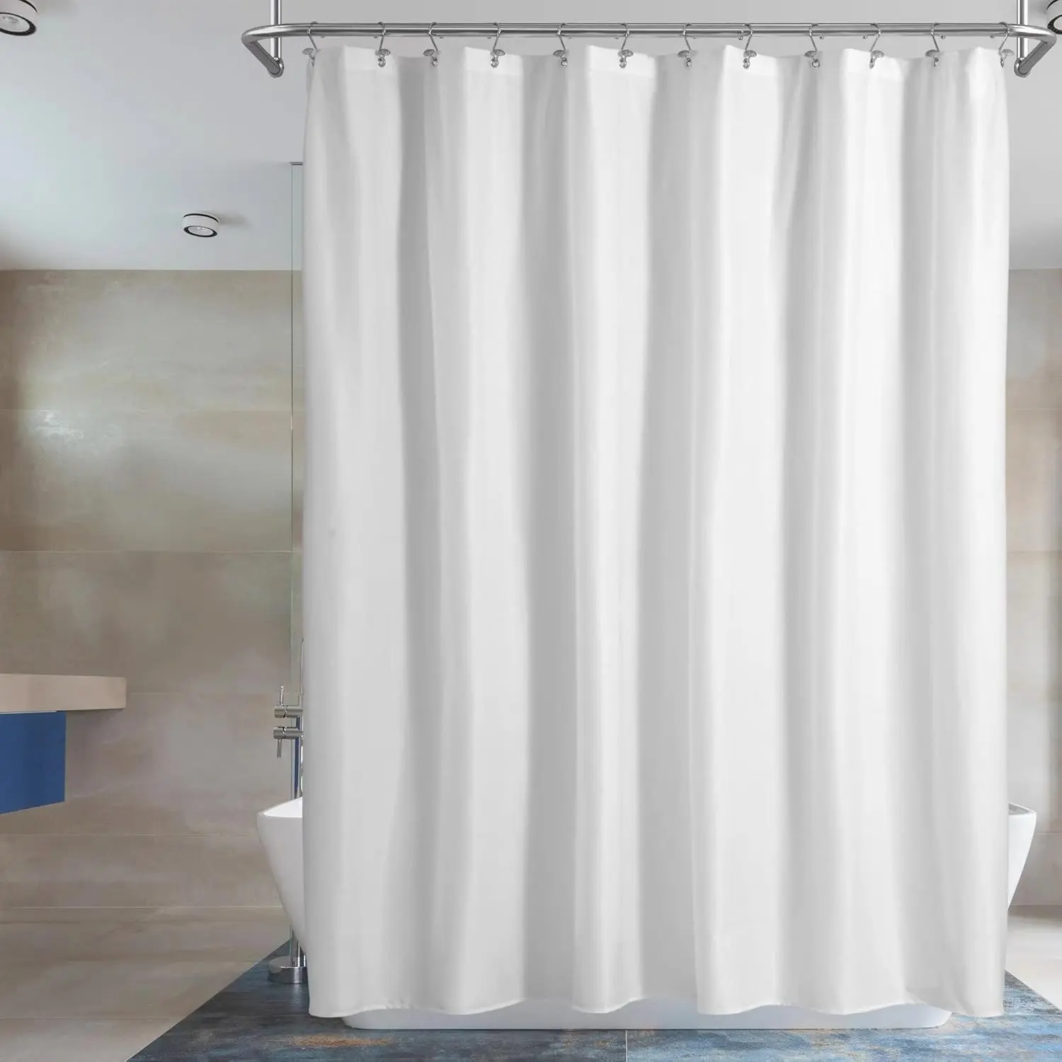 Barossa Design 72x72" Waterproof Microfiber Magnetic Metal Shower Curtain or Liner, Soft Hotel-Quality Cloth, Machine Washable White Bathtub Curtain, Shower Liner