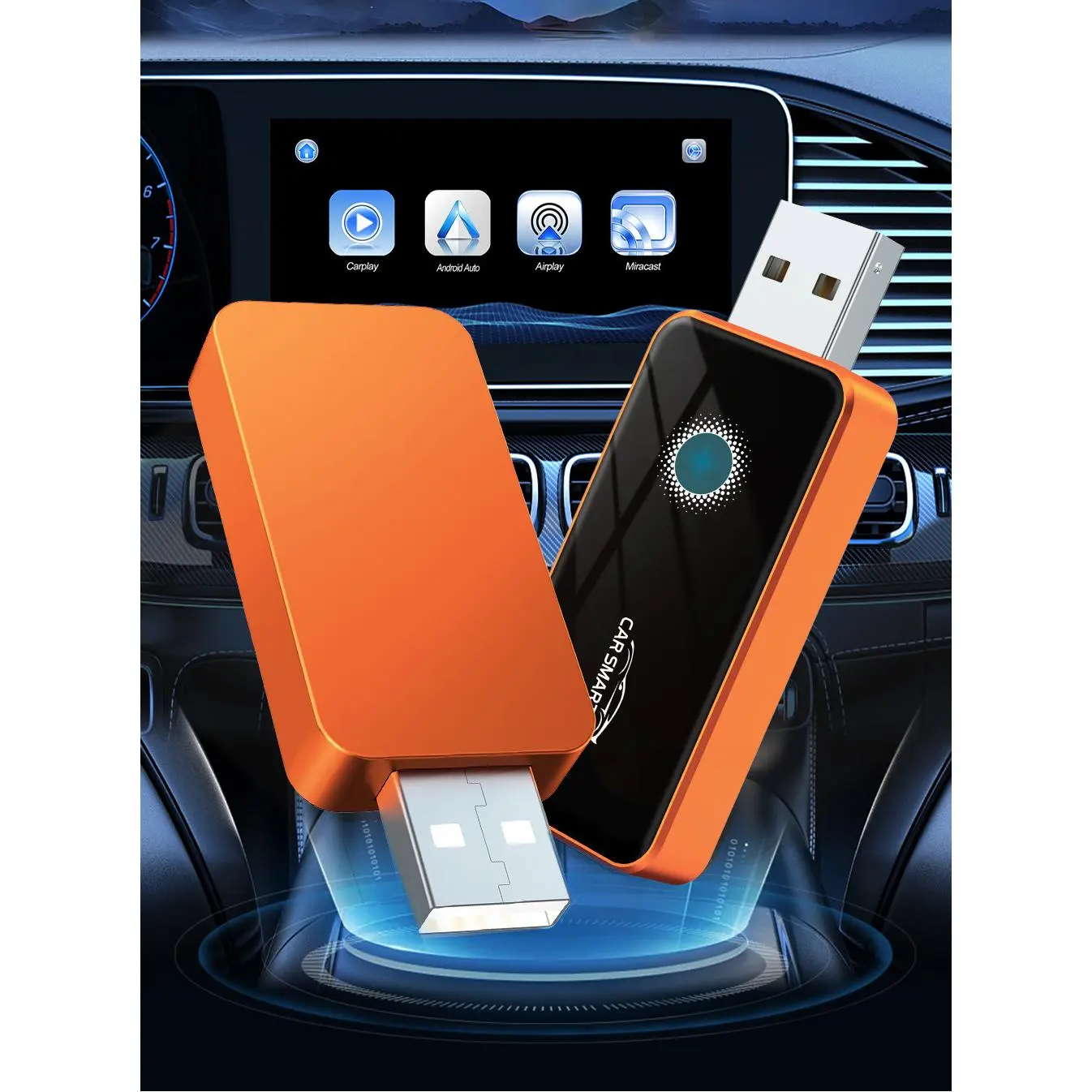 4-in-1 Wireless CarPlay & Android Auto Adapter, Phone Mirroring, USB Type-C Dongle for Factory Car Stereo