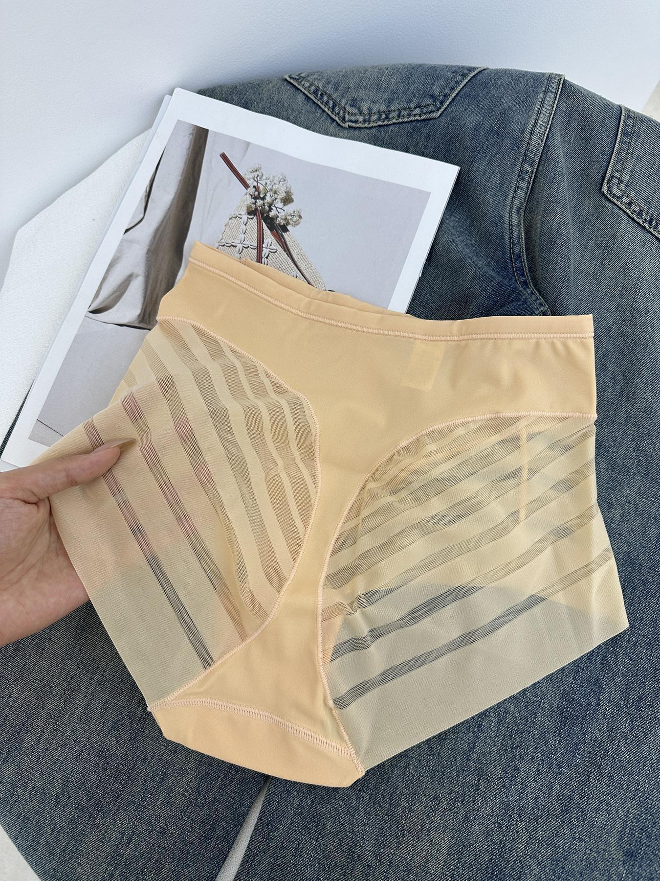 Women's Casual Breathable Contrast Lace Underwear Set, Comfortable Natural Waist Design, Thin Fitted Panties for All Seasons, Lady
