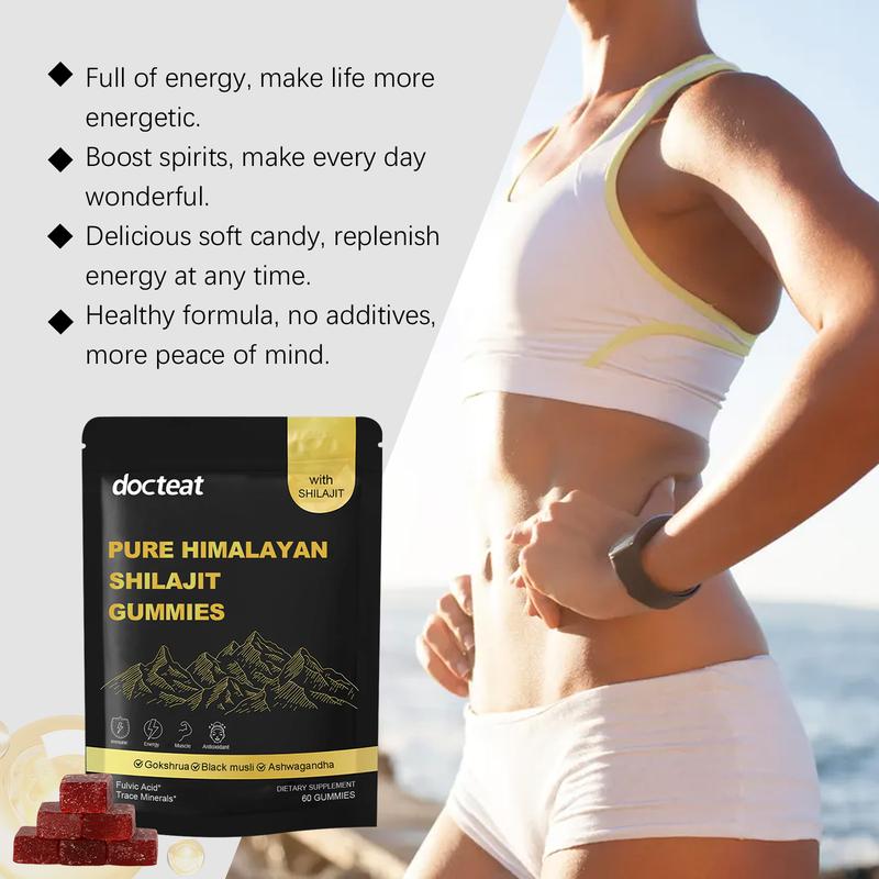 [GRAB 3 NOW] Shilajit Gummies With Ashwagandha, Gokshura & Black Ginger|shilajit for men 60 Gummies| Daily Care Support for Enhancing Physical Energy Vitality Supplement