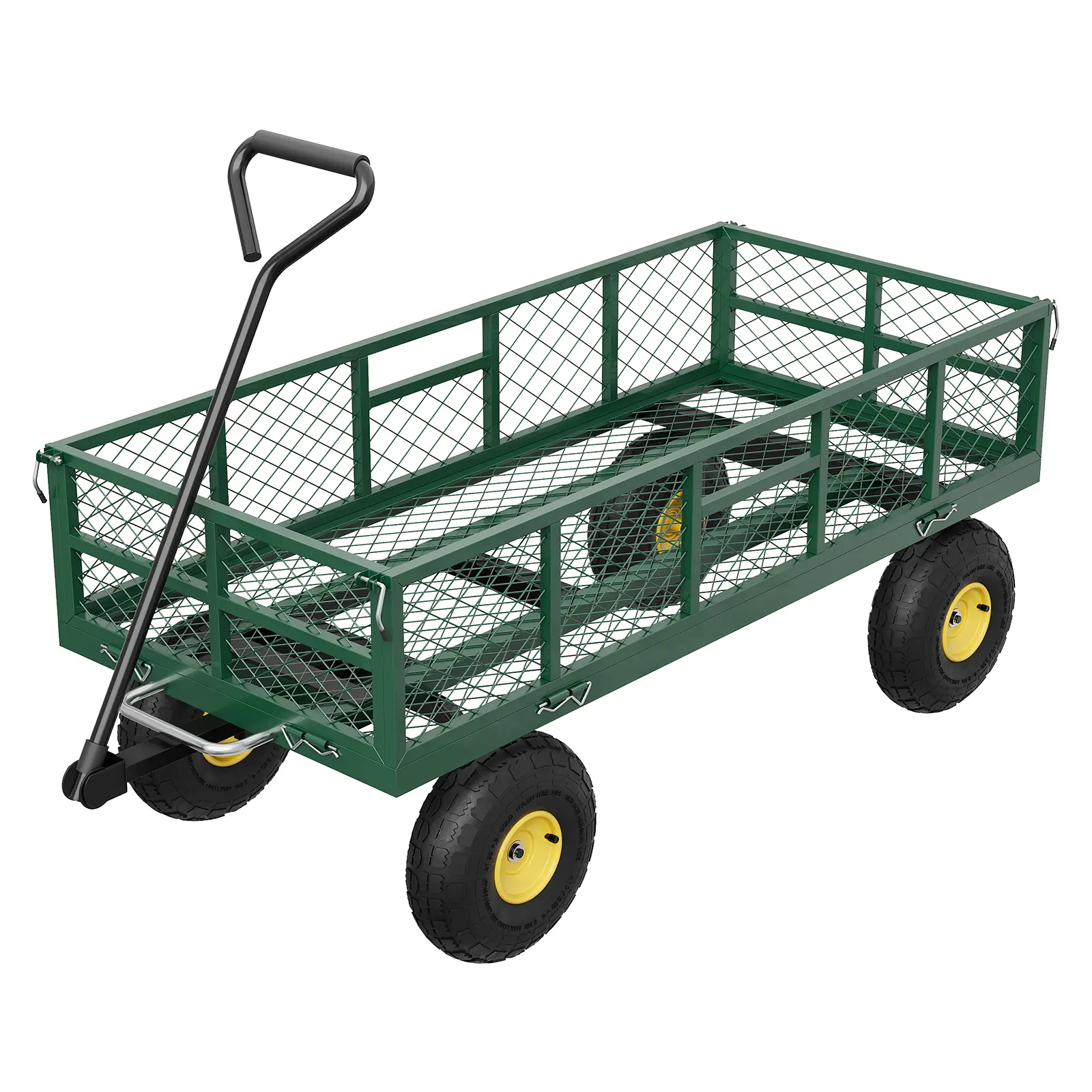 900 lb Steel Garden Dump Cart – Utility Wagon with Removable Mesh Sidewalls – 10" Pneumatic Tires & 180° Swivel Handle – Yard, Farm, Backyard Wheelbarrow