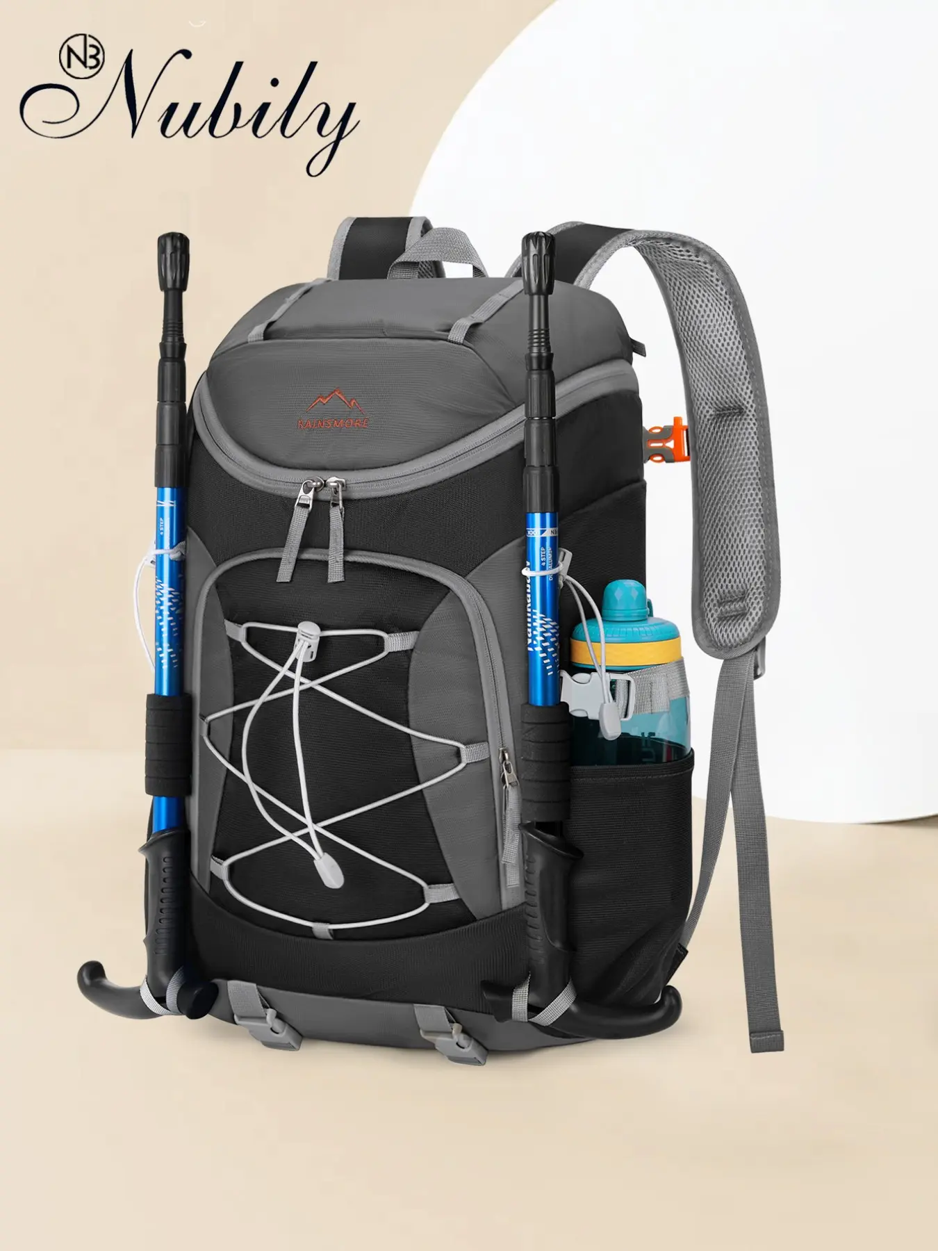 Hiking Backpack 40L Foldable Lightweight Rucksack for Men, Ventilated Back Panel, Water Resistant, Travel Daypack for Camping Trekking Cycling