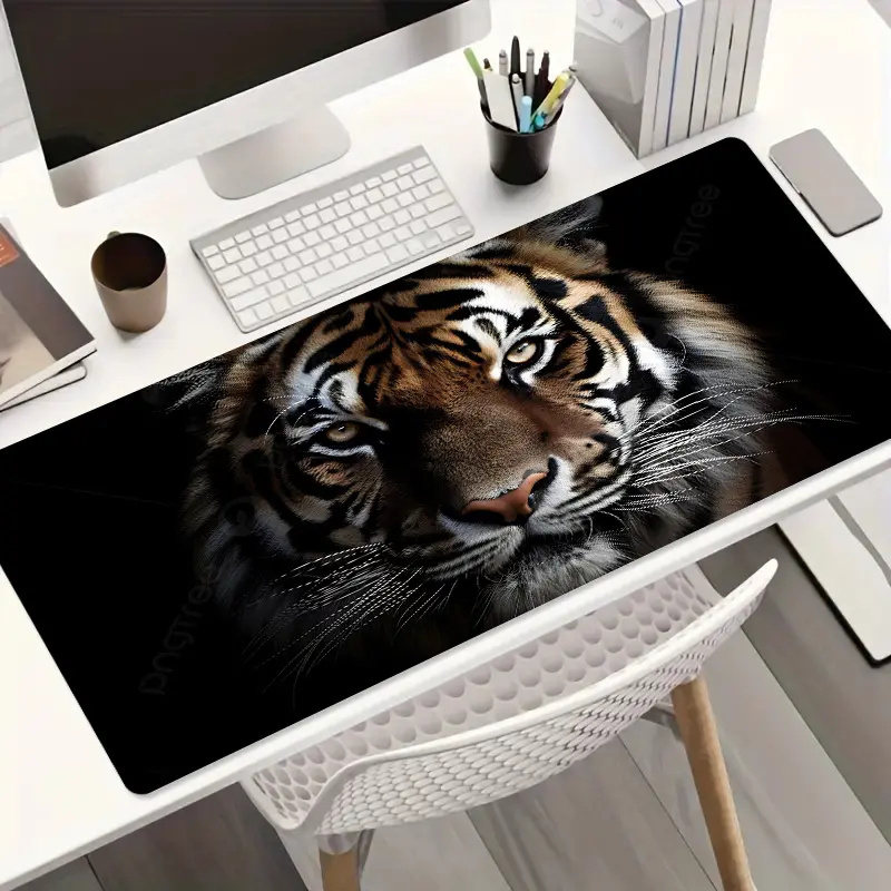 REALISTIC WILD TIGER 12X24 & 16X32 INCH GAMING MOUSE PAD DESK MAT | NON-SLIP, WASHABLE, DURABLE, HD PRINT | DESK PROTECTOR, DESK DECOR | GAMING SETUP, HOME OFFICE, GAMERS, TEENS, BIRTHDAY GIFT, CHRISTMAS GIFT