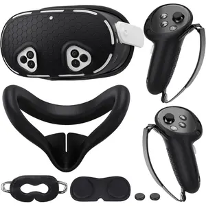 Cover Set Compatible with /Oculus  3s Accessories, VR   Cover, VR Shell Cover, Controller Grip Case,Camera Lens Protector Set(Black)