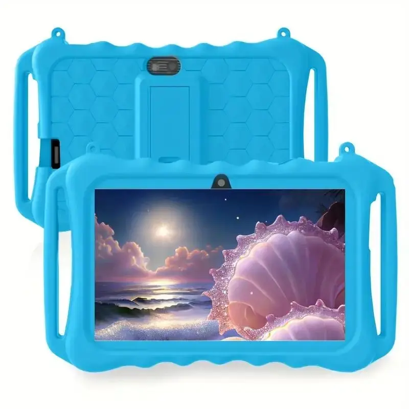 7 Inch Android 12 Tablet for Kids, 2.4G WiFi Dual Camera Tablet with Shockproof Case, Home Educational Devices, Children's Gifts