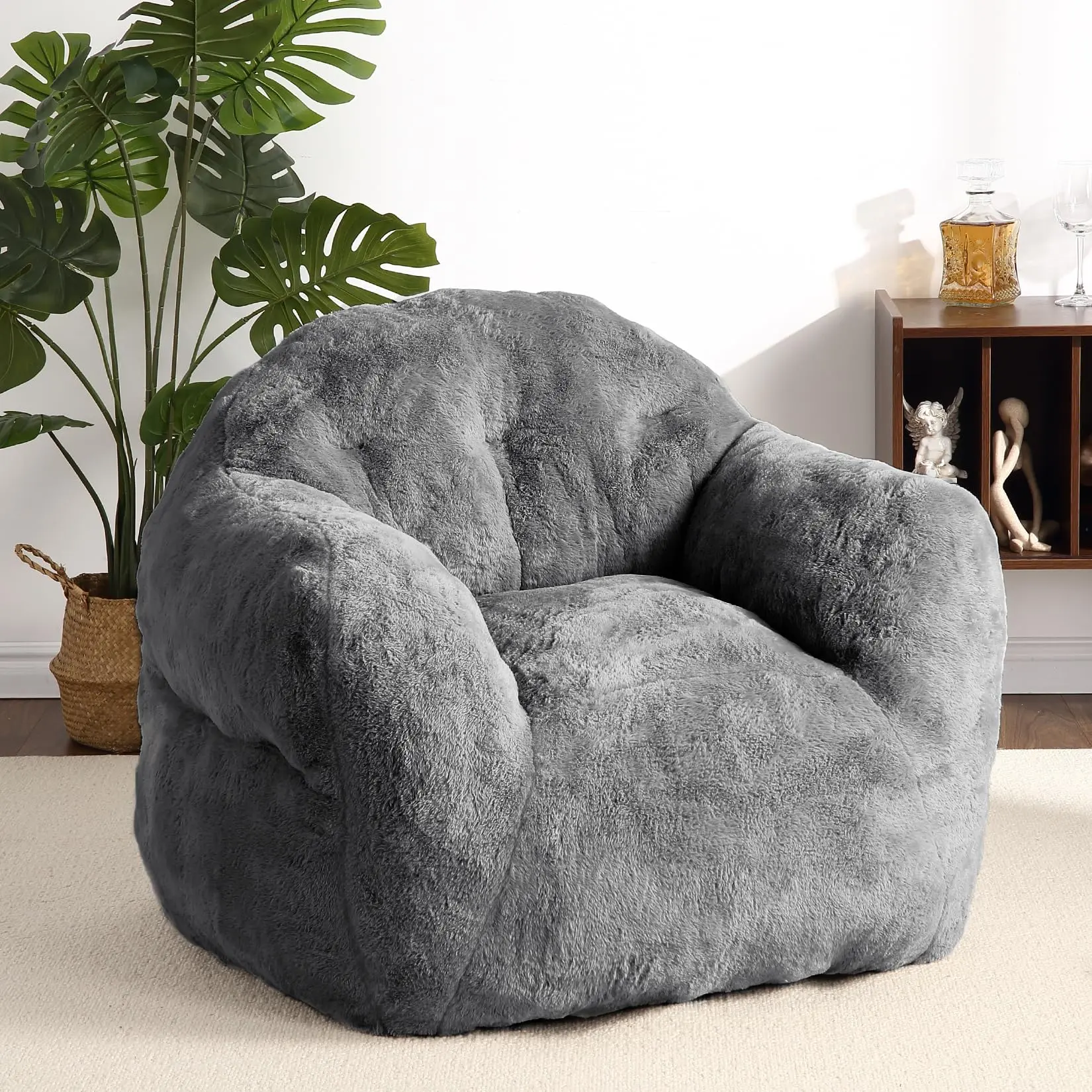 Bean Bag Chair, 39" Bean Bag Couch Kids Bean Bag Chair with Filler Included, Beanbag Chair Soft Adult Bean Bag Sofa Chair Floor Sofa for Gaming Reading, Dark Grey