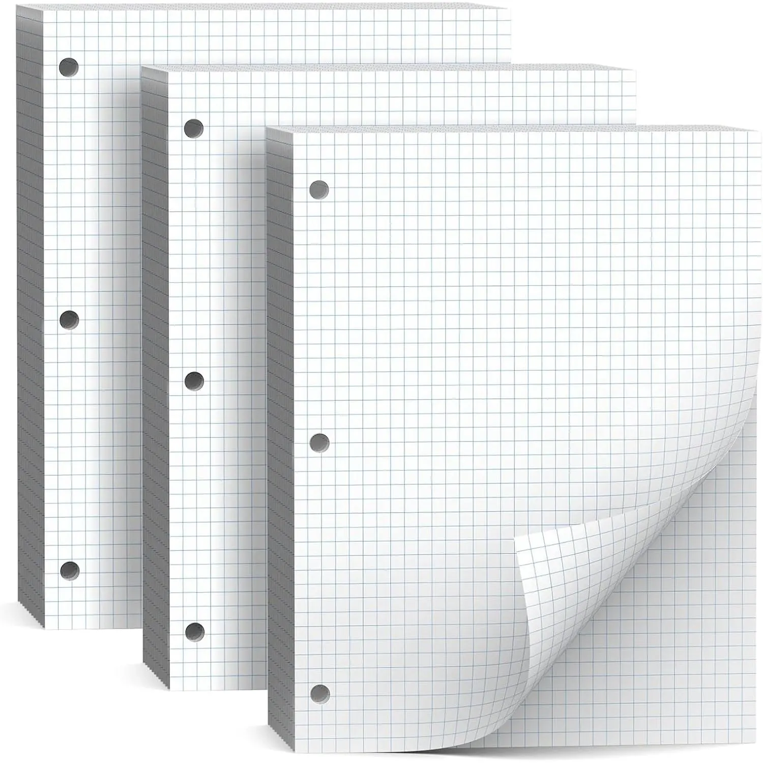 130 Sheets Loose Leaf Graph paper 8 x 10.5 Graph Ruled Paper 3 Hole Punched
