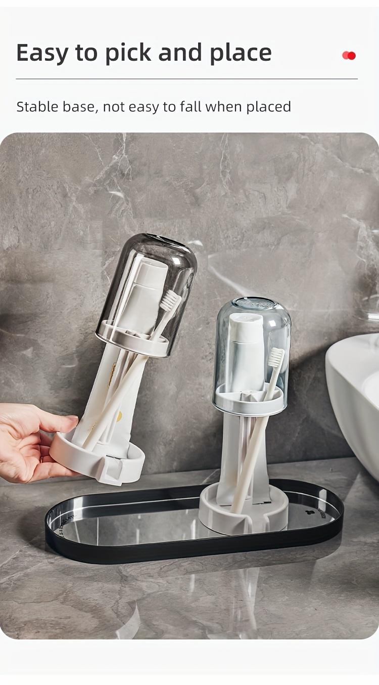 1PC Bathroom Toothbrush Cup Holder, Waterproof Toothbrush Holder, Cosmetic Organizer, Space-Saving Wall Shelf, Suitable for Sinks, Washrooms, Counters, Bathroom Organization and Storage