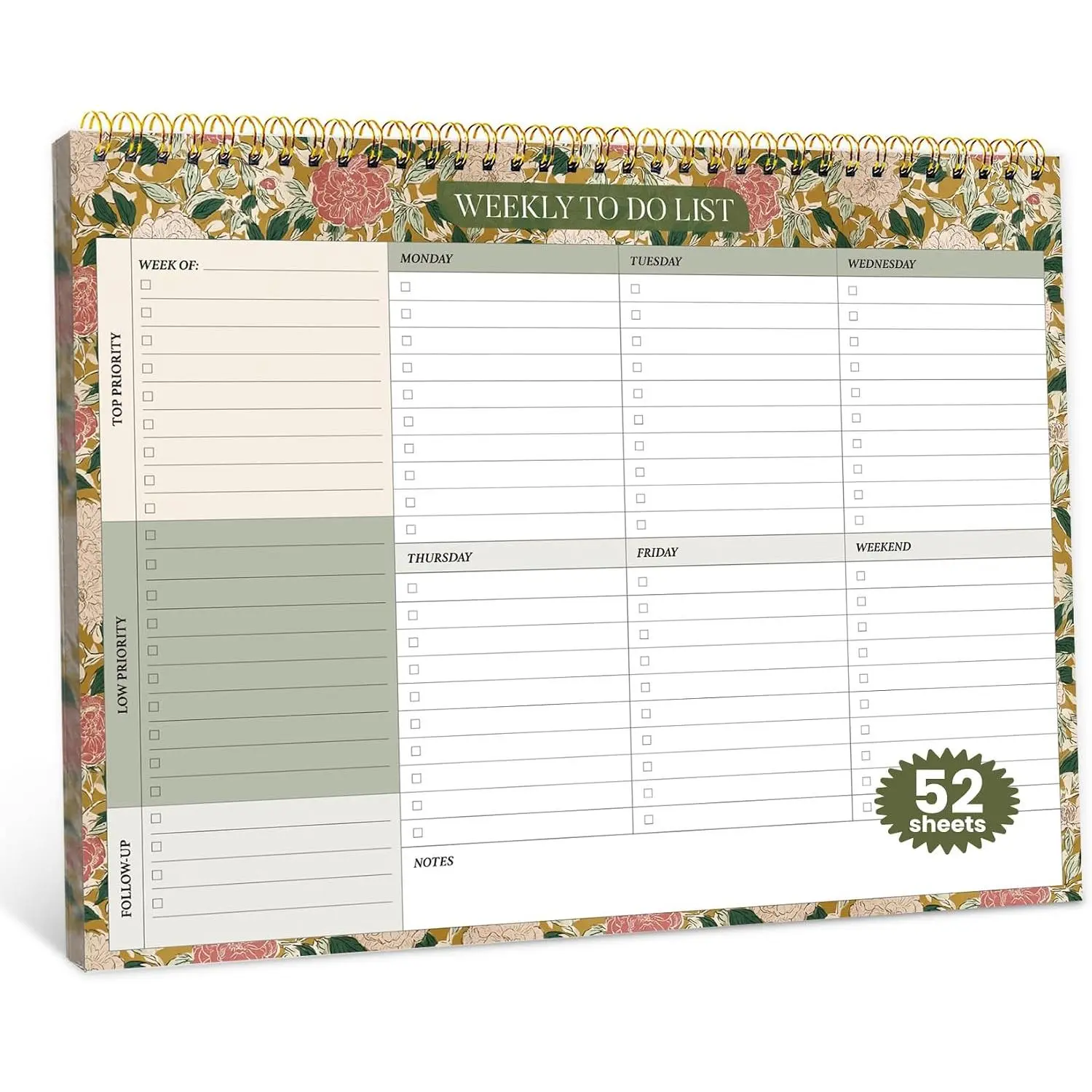 Weekly  Notepad with 52 Undated Sheets(8.5"×11")- Undated Weekly Planner Notepad for Office Desk Accessories and Supplies - Midnight Lilac