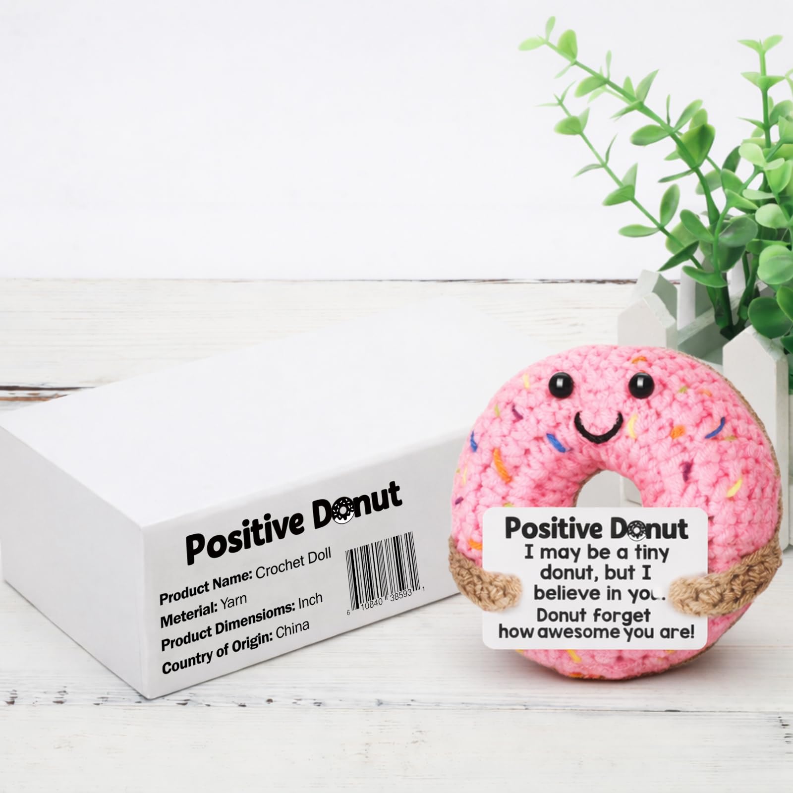 Adorable Hand Knitted Donut Plushie, Ultra Soft Skin Friendly Stuffed Toy, Portable Pocket Buddy Anxiety Relief, Cute Keyring Bag Accessories Car Ornament, Ideal Holiday Graduation Mothers Day Gift, One Of A Kind Handmade Collectible Plush For All Ages