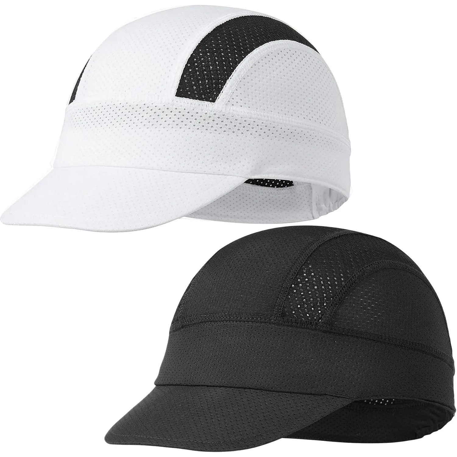 outdoor sports 2Pcs Cycling Cap for Men Cooling Skull Cap Helmet Liner with Sun Visor for Men Women Running Bike Outdoor Sports Cap White