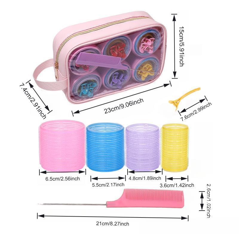 Self-adhesive Hair Curlers Set, No Heat Magic Velcro Curling Tools, Air Bangs Styling for Travel, Portable Lightweight Heatless Hair Accessories, Hair Rollers