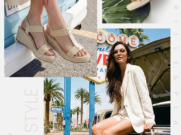 Women's Espadrille Platform Wedge Sandals Comfortable Casual Open Toe Summer Dressy Sandals with Elastic Strap Women's Espadrille Platform Wedge Sandals Comfortable Casual Open Toe Summer Dressy Sandals with Elastic Strap