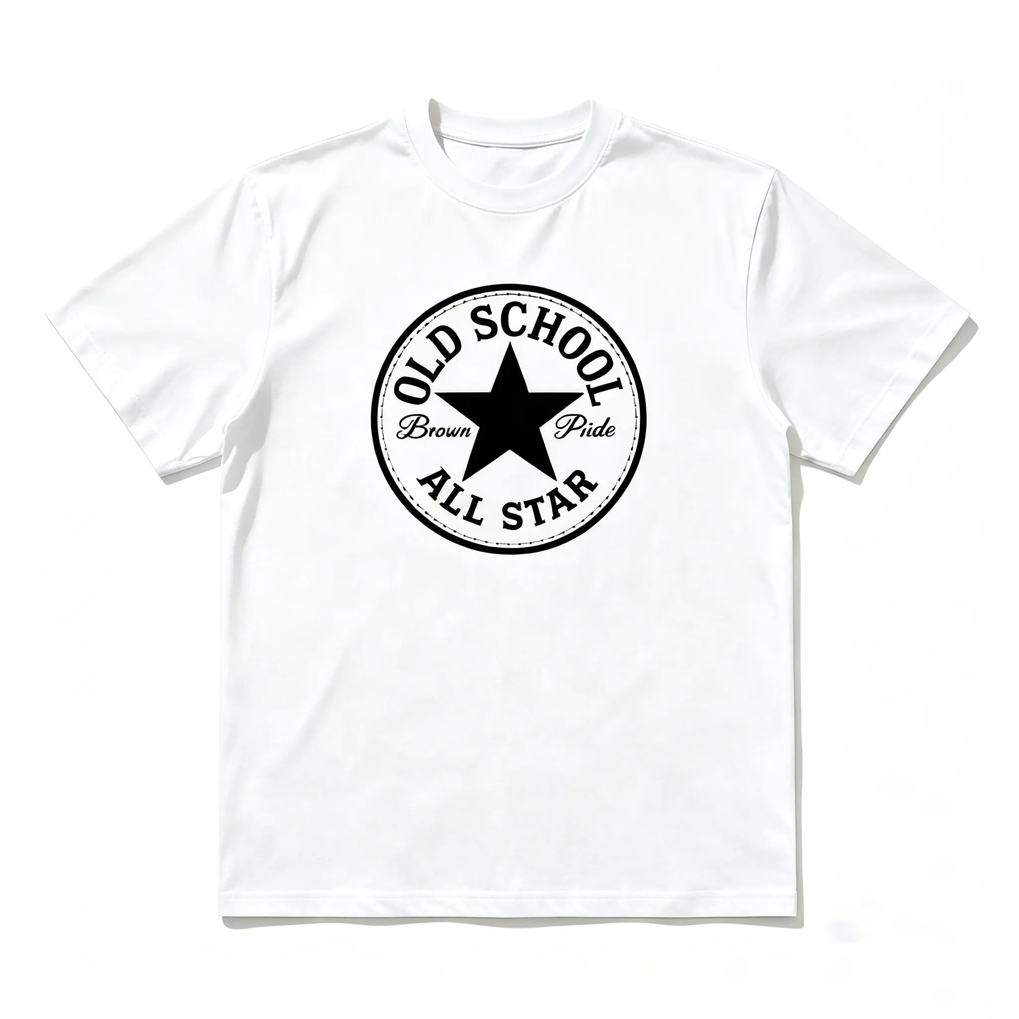 Old School All Star Star Circle Logo Crew Neck Casual Tee