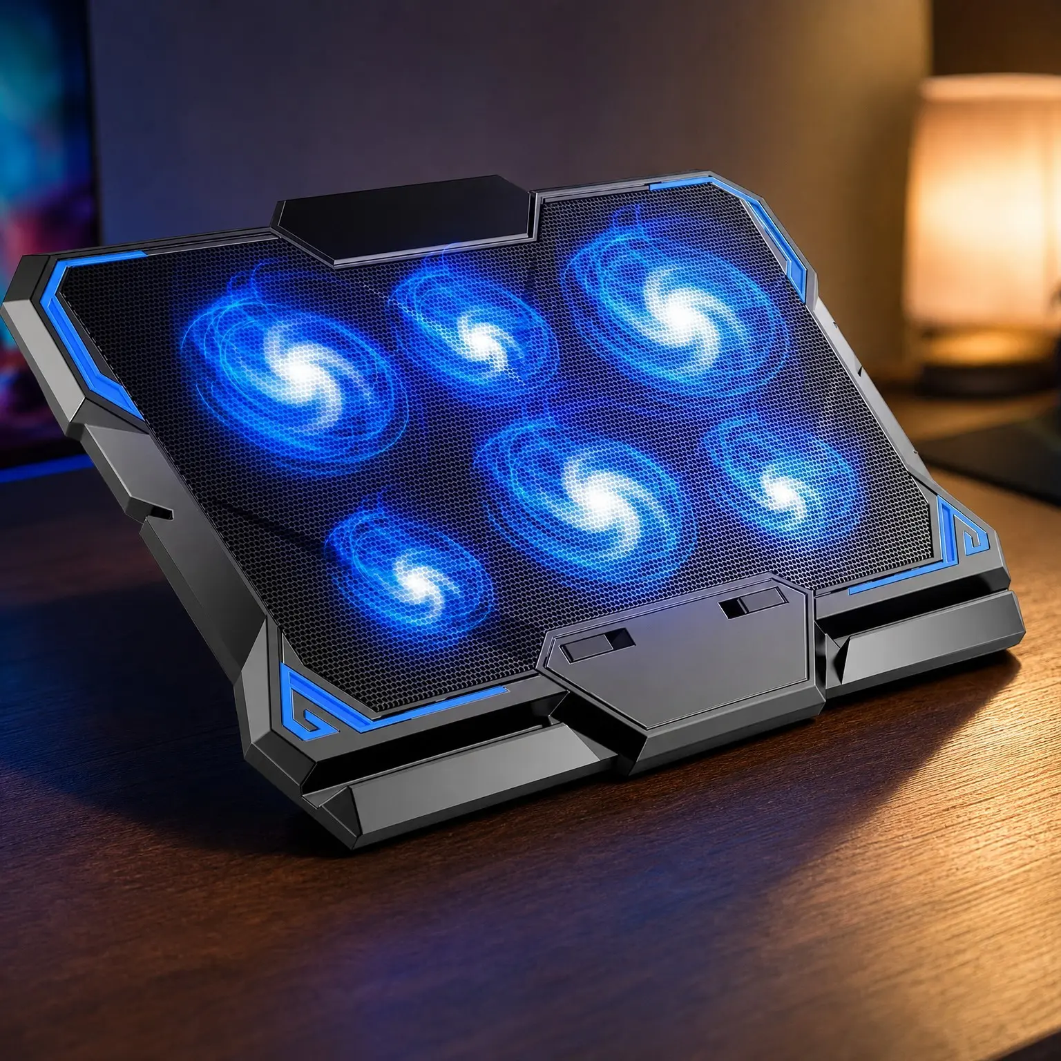 Laptop Cooling Pad with 6 Quiet LED Fans, Ultra Slim USB Powered Cooling Stand for 15.6-17 Inch Gaming Laptops with Adjustable Fan Speed ControlGift