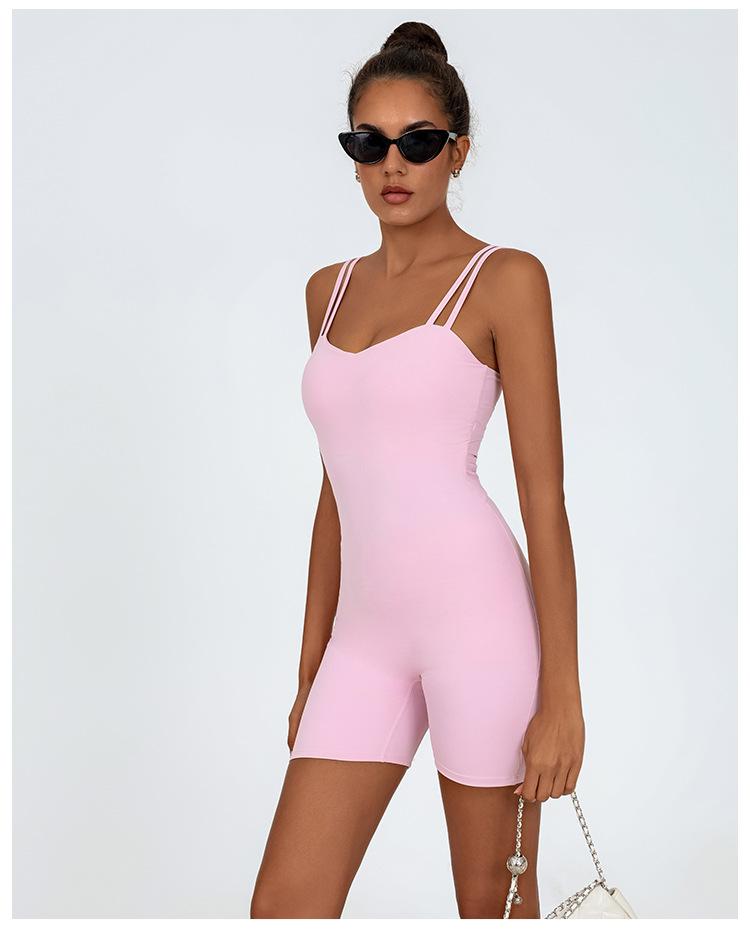 Women's low-cut sexy yoga jumpsuit, breathable and quick-drying, with a beautiful back and cross-strap design to lift the buttocks, suitable for running, yoga, and fitness