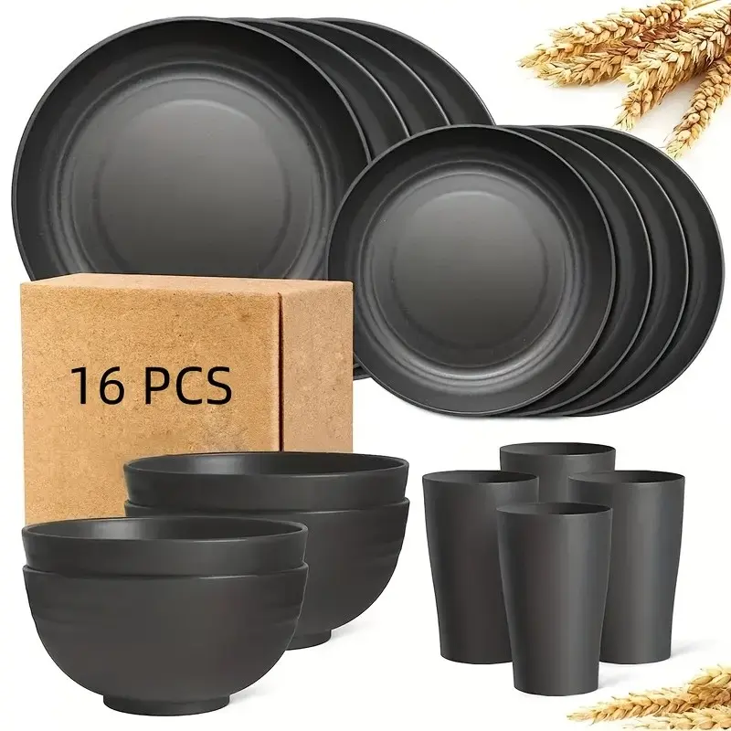 32/16 Pcs Dinnerware Set, Service for 8/4, Lightweight Modern Kitchen Dish Set, Includes Plates/Dessert Plates/Bowls/Cups, Dishwasher & Microwave Safe, Ideal Gifts for Father's Day, Thanksgiving, Christmas