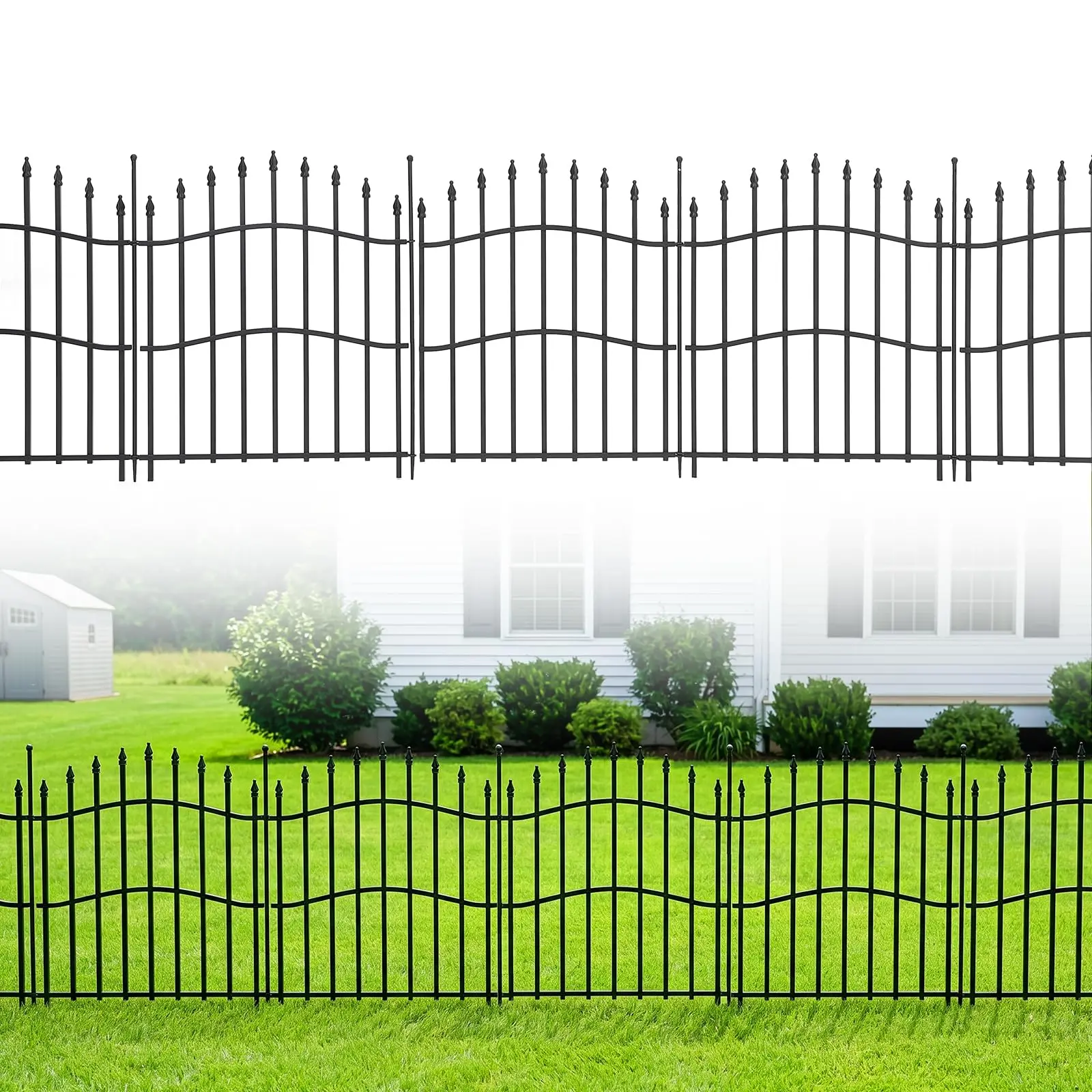No Dig Metal Garden Fence, 32in (H) x 22ft Total Length
