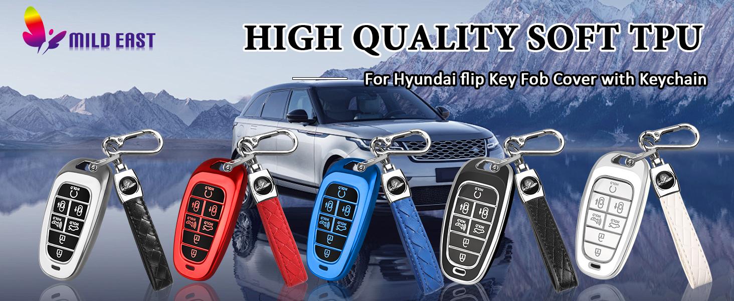 For Hyundai Key fob Cover Fit for 7 Buttons 2023 2022 2021 2020 Hyundai Sonata Santa fe Tucson TPU Key Fob Case Protector