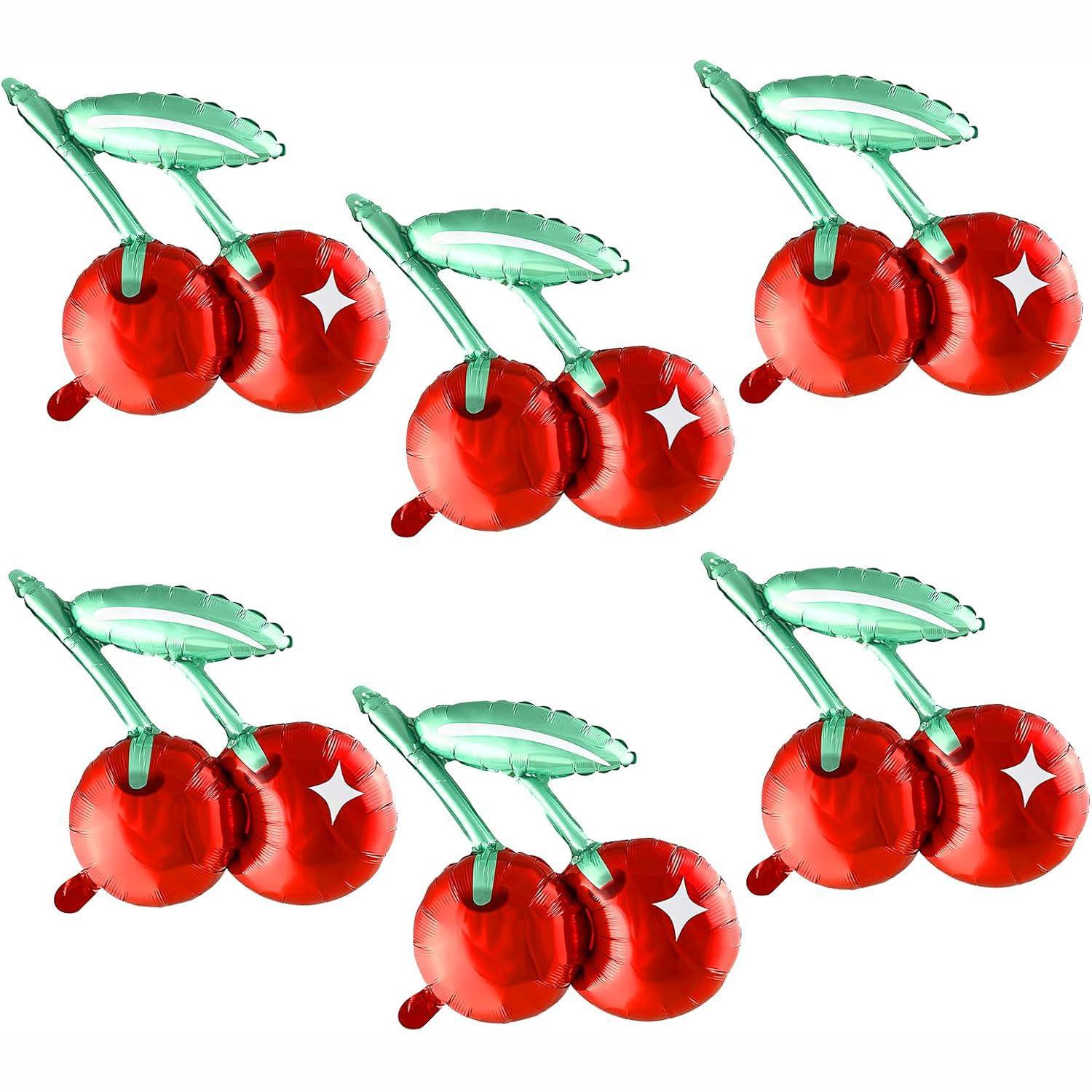 2/4/5/6pcs Cherry Aluminum Film Balloon Fruit Theme Sweet Girl lovely Cherry Birthday Party Valentine Scene Decoration Balloon